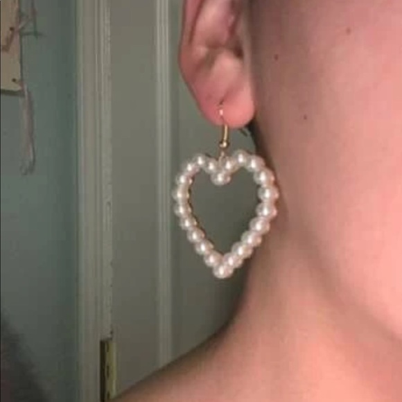 Open Heart Shape Drop Earrings - Picture 2 of 2